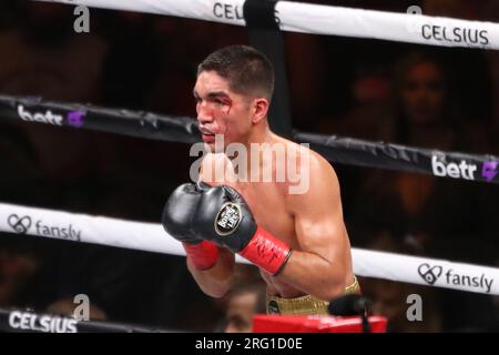 Dallas, United States. 05th Aug, 2023. DALLAS, TEXAS - AUGUST 5: Angel Beltran Villa fights in the 8-round Welterweight bout at Paul vs Diaz at American Airlines Center on August 5, 2023 in Dallas, Texas. (Photo by Alejandro Salazar/PxImages/Sipa USA) Credit: Sipa USA/Alamy Live News Stock Photo