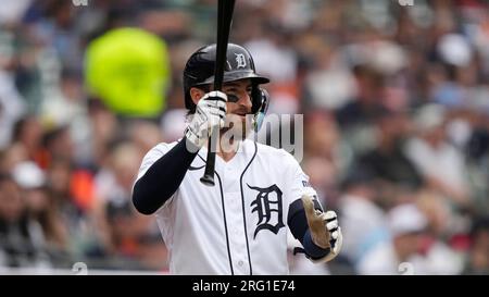 Detroit Tigers' Eric Haase plays during a baseball game, Sunday