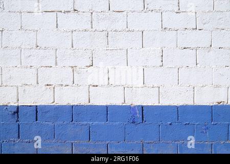 White and blue brick wall Stock Photo