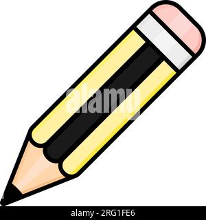 School Pencil with eraser icon symbol. Flat vector illustration Stock Vector