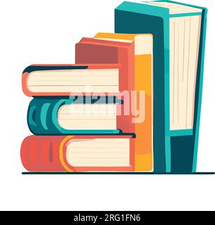 Flat minimalist illustration of books Stock Vector