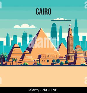Modern flat illustration of Cairo city skyline background Stock Vector