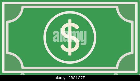 Green American dollar bill icon symbol. Flat vector illustration Stock Vector