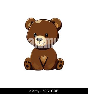 Soft toy teddy bear isolated on white background. Vector cartoon close-up  illustration. Stock Vector