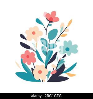 Flat minimalist illustration of flowers Stock Vector