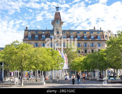 Place de Navigation, Ouchy, Lausanne, Canton of Vaud, Switzerland Stock Photo