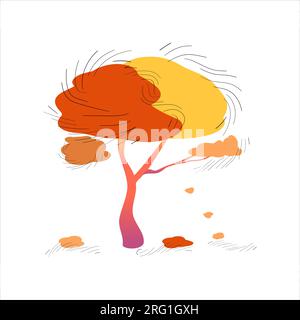 Seasons, trees in different periods. Vector illustration, concept of change of seasons. Spring Summer Autumn Winter. Stock Vector