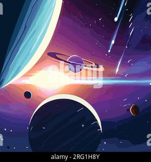 Flat illustration of the outer space Stock Vector