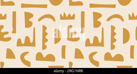 Trendy abstract background with organic cut out shapes collage in Matisse art style. Aesthetic seamless pattern in neutral colors. Ethnic motives Stock Vector