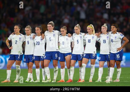 England players during the FIFA Women's World Cup 2023 match England Women vs Nigeria Women at Suncorp Stadium, Brisbane, Australia, 7th August 2023  (Photo by Patrick Hoelscher/News Images) Stock Photo