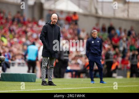 Dublin, Ireland, August 6, 2023, Erik Ten Hag head coach of Manchester United during the pre-season friendly football match between Manchester United and Athletic Club on August 6, 2023 at Aviva Stadium in Dublin, Ireland Stock Photo