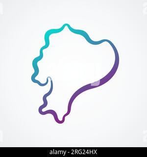 Outline map of Ecuador with blue-purple gradient. Stock Vector