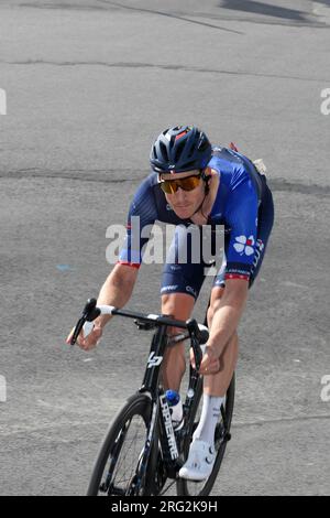 Swiss Stefan Kung of Groupama-FDJ pictured in action during stage seven ...