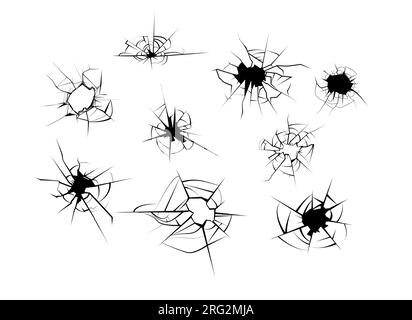 Cracked glass set Stock Vector