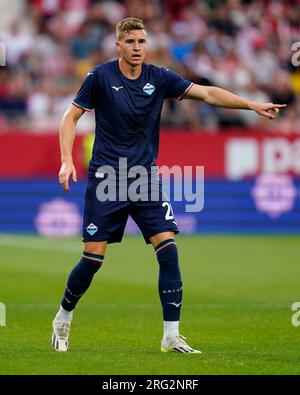 Yangel Herrera of Girona FC during the Pre-season friendly, Costa Brava Cup  match between Girona FC and SS Lazio played at Montilivi Stadium on August  6, 2023 in Girona, Spain. (Photo by