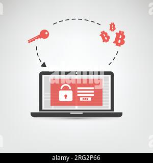 Locked Device, Encrypted Files, Lost Documents, Global Ransomware Attack - Virus Infection, Malware, Fraud, Spam, Phishing, Email Scam, Hacking - IT S Stock Vector