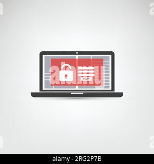 Unsafe Online Browsing - Locked Device, Encrypted Files, Lost Documents, Global Ransomware Attack - Virus Infection, Malware, Fraud, Spam, Phishing, E Stock Vector