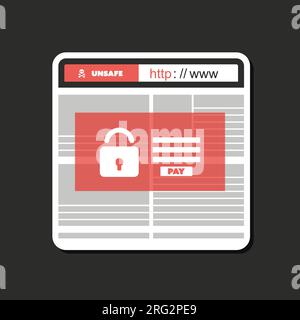 Unsafe Online Browsing - Locked Device, Encrypted Files, Lost Documents, Global Ransomware Attack - Virus Infection, Malware, Fraud, Spam, Phishing, E Stock Vector