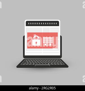 Unsafe Online Browsing - Locked Device, Encrypted Files, Lost Documents, Global Ransomware Attack - Virus Infection, Malware, Fraud, Spam, Phishing, E Stock Vector