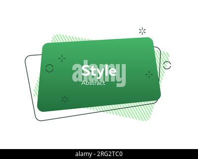 Green irregular rectangle, frame and hatching Stock Vector