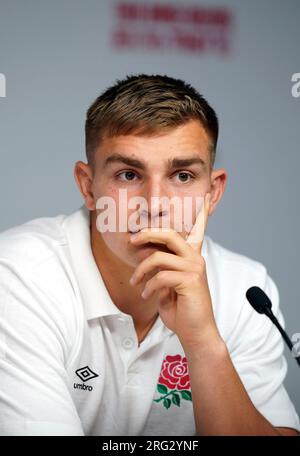 England's Jack van Poortvliet during a squad announcement for the 2023 Rugby World Cup at Twickenham Stadium, London. Picture date: Monday August 7, 2023. Stock Photo