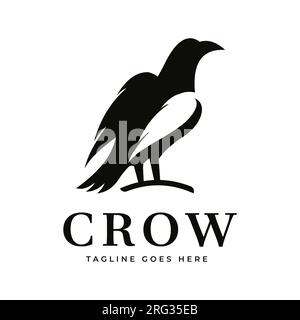 Black crow silhouette design inspiration Vintage Retro Logo design Bird Stock Vector