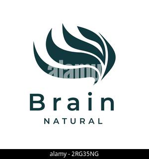Brain Illustration design natural vintage retro logo design simple Stock Vector