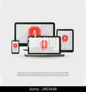 Various Devices Equipped with a Processor Affected by Meltdown Stock Vector