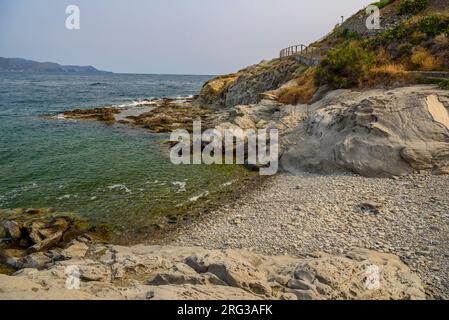 Platja de les Clisques beach, a small cove, north of Port de la Selva village and Cap de Creus cape (Alt Empordà, Girona, Catalonia, Spain) Stock Photo