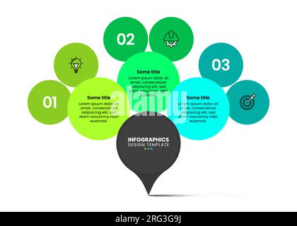 Infographic template with icons and 3 options or steps. Bubble hierarchy. Can be used for workflow layout, diagram, banner, webdesign. Vector illustra Stock Vector