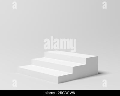 Product display. Display plinths. Stand. White color. 3d illustration. Stock Photo