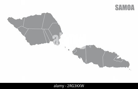 Samoa administrative map isolated on white background Stock Vector