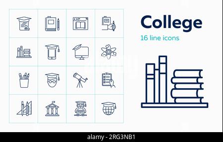 College line icon set Stock Vector