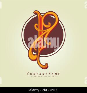 Gilded beauty flourish gold I lettering monogram logo vector illustrations for your work logo, merchandise t-shirt, stickers and label designs, poster Stock Vector
