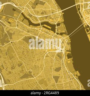 Orange detailed Birkenhead map with buildings Stock Vector