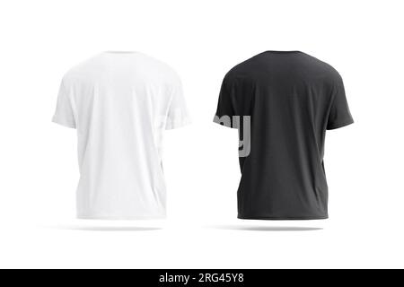 Blank black and white oversize t-shirt mockup, back view Stock Photo