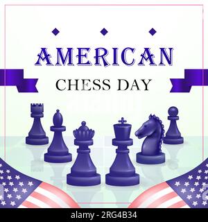 American Chess Day. Chess day 3d vector illustration, suitable for events and competitions Stock Vector