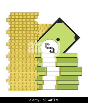 Savings flat line color isolated vector object Stock Vector