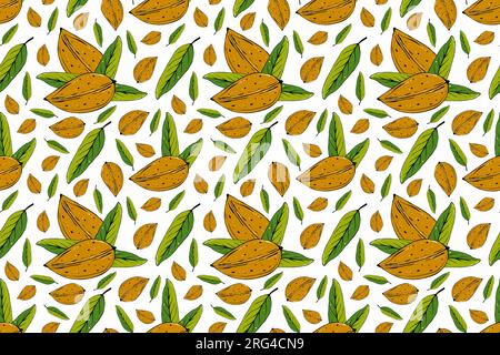 Fruit seamless pattern. Hand drawn illustration. Food background Stock Photo