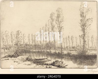 Poplars near Amiens (Pres d'Amiens, les tourbieres) by Alphonse Legros Stock Photo