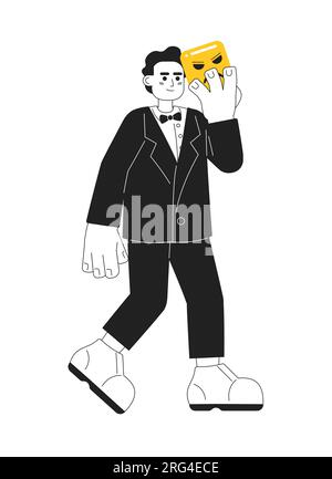 Handsome muslim man monochromatic flat vector character Stock Vector