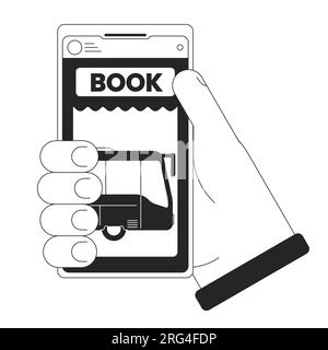 Buying tickets on train online bw concept vector spot illustration Stock Vector