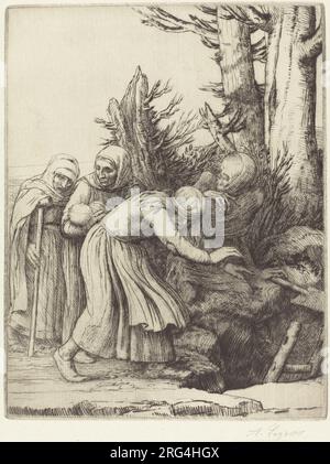 The Triumph of Death: Death Prepares a Dwelling for the Homeless (Le triomphe de la Mort: Lamort a prepare une demeure a des abandonnees) by Alphonse Legros Stock Photo