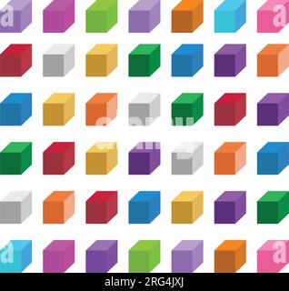Isometric cube in more colors. Vector illustration. Geometric 3d shapes Stock Vector
