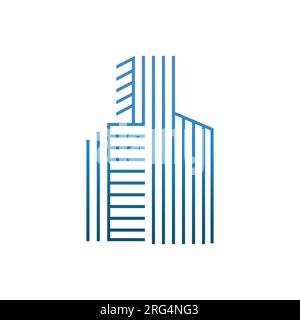 Building cityscape line art silhouette vector image. Building house abstract line art minimalist vector logo icon template design. Stock Vector