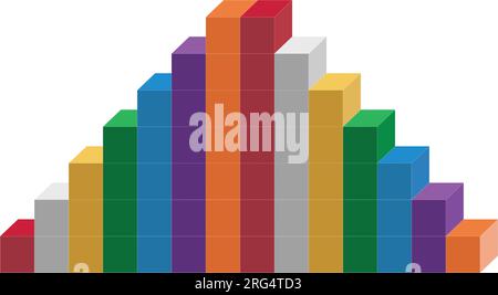 Color cube pyramid on vector illustration with a white background. Stock Vector
