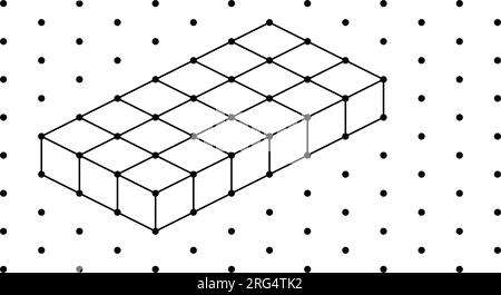 Gray isometric grid on white, a4 size horizontal background Stock