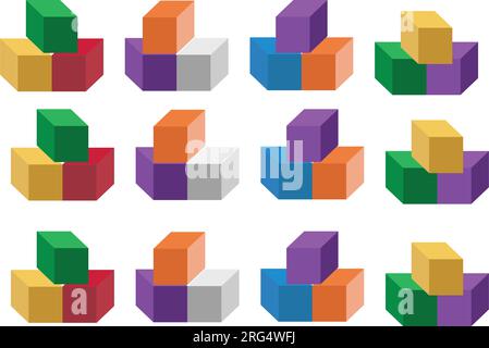 color cubes. vector illustration. on white background Stock Vector