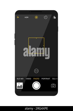 Camera screen phone mobile interface app. Smartphone photo viewfinder ui template design Stock Vector