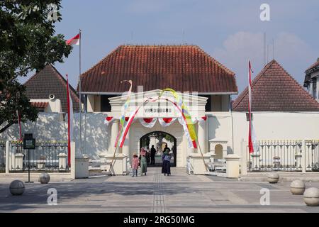 Exterior of Museum Benteng Vredeburg, is history museum is a museum that exhibits Indonesian history during the colonial period. Located near Maliobor Stock Photo